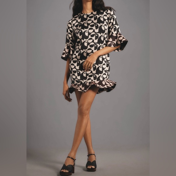 Farm Rio Geometric Toucan Flounce Mini Dress, Size XS - Picture 4 of 13